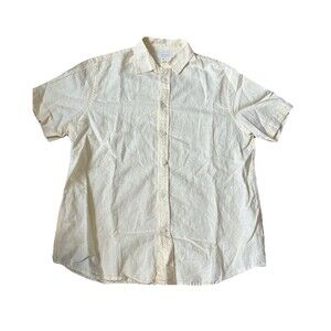 Banana Republic Linen Blend Button Up Shirt Slim Fit Short Sleeve Mens Sz L